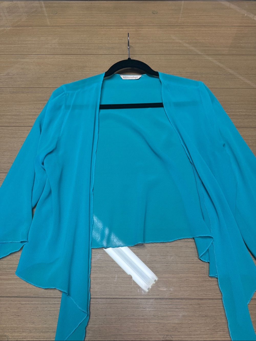 Soft Surroundings Turquoise Open-Front Draped Shrug